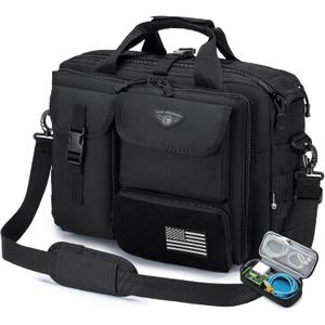 Stypos Tactical Messenger Bag,14inch/15.6inch/17.3inch Briefcase for Man Military Laptop Bag, Flight Work Bags for Pilots (18inch Large, Black)