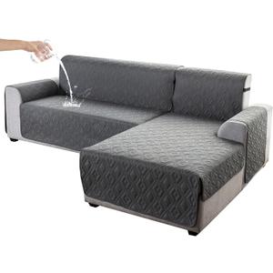 Genina Waterproof Sectional Couch Covers for Dogs L Shaped Sofa Covers Chaise Lounge Cover Reversible Couch Covers for Sectional Sofa Furniture Protectors Cover for Pets, Kids (Dark Gray, X-Large)