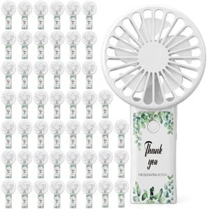 50 Pcs Wedding Fans for Guests Bulk, Mini Handheld Fans for Wedding Guests Battery Personal Portable Hand Held Small Fan for Bridal Party Favor Bridesmaid Gifts