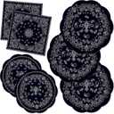 CC HOME Black Bandana Birthday Paper Plates Napkins Paisley Print Disposable Tableware Set Party Supplies Western Cowboy Theme Dinnerware Sets Serves 24 Guests for Party Plates Napkins 88PCS