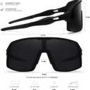 Polarized Sports Sunglasses for Men and Women Cycling Glasses UV Protection Goggles for Mountain Bike Running Fishing (Black)