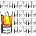Ruckae 24 Pack 1 OZ Shot Glasses Set Shot Glass with Heavy Base Clear Shot Glasses Bulk for Vodka Tequila Whiskey Liquor