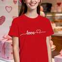 Valentines Day Shirt for Women Valentines Love Heart T-Shirts Romantic Love Tee Tops (Red, M)