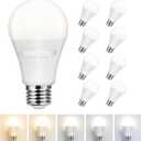 Sylvania A19 9W = 60W LED Light Bulb, 5 Color Temperature Select (2700/3000 / 3500/4000 / 5000K), 800 LMS, Medium Base, Frosted - 8 Pack (42558)