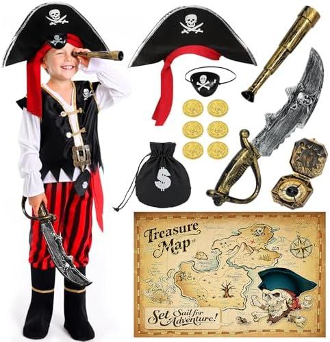Cocojeci Pirate Costume Kids Boys Halloween Costume,Halloween Costumes for Boy,Toddler Pirate Costumes for Role Play Dress Up Medium