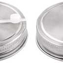 uxcell 2pcs Stainless Steel Wide Mouth Mason Jars Lids with Straw Hole Canning Lids for Drinking & Food Storage