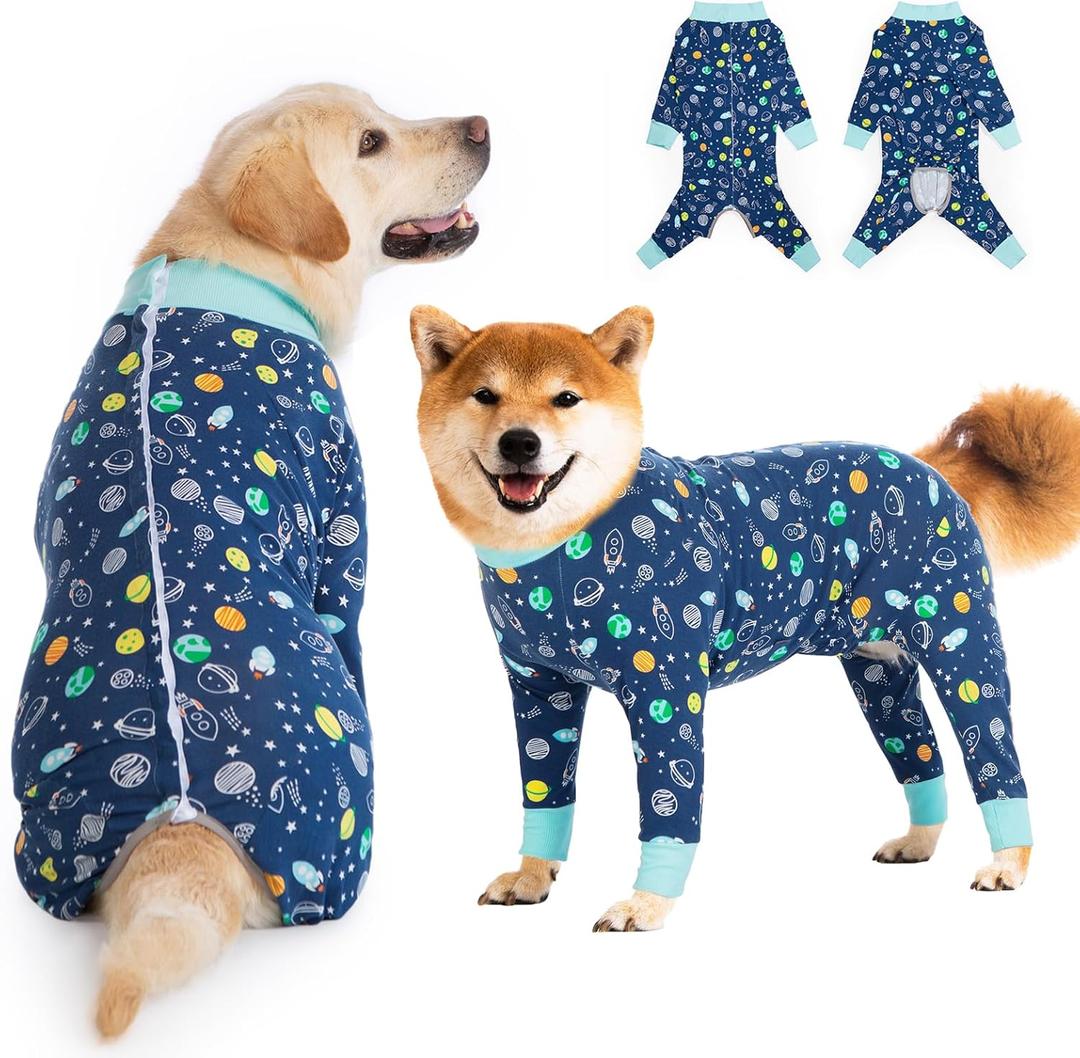 Recovery Suit for Large Medium Dogs After Surgery, Soft Breathable Anti Licking Dog Onesie E-Collar & Cone Alternative, Pet Bodysuit for Preventing Hair Loss Full Cover Wound(2XL, Rocket) (2XL(Chest 26.77-29.92 in), Rocket Blue)