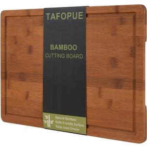 Bamboo Cutting Board, Large Kitchen Chopping Board with Deep Juice Groove & Built-in Handle, Reversible Wooden Charcuterie Board and Serving Tray for Meat, Bread, Fruit, Daily Use, 16110.6''