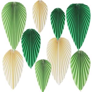 Hanging Paper Fans Paper Leaves Green Decoration for Spring Safari Jungle Birthday Baby Shower Wedding Party Backdrop Decorations Playroom Classroom Bulletin Board Wall Ceiling Decorations