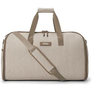 Halfday Convertible 2-in-1 Garment Duffel Weekender Bag 40L: Wrinkle-Free Travel (Hanging Suit Compartment, Shoe Pockets, Trolley Sleeve), Durable & Water-Resistant Carry-on, Stone