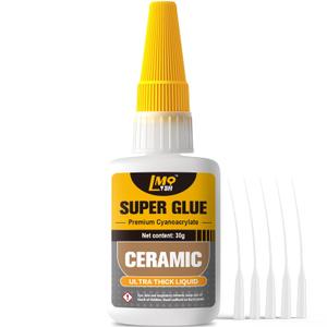 Ceramic Super Glue Liquid, Clear Instant Cyanoacrylate Adhesives for Ceramic Repair Food Safe, All Purpose CA Glue for Shoe Plastic Leather Glass Model Metal Wood Pottery Porcelain Mugs Clay Dishes (1oz-thick)