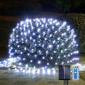 WBao Solar Christmas Lights Outdoor 360LED 11.5ft x 6.9ft Christmas Bushes Lights with Remote, 8 Lighting Modes, Timer, Waterproof for Lawn, Bushes, Trees Outdoor Xmas Decorations, Cool White