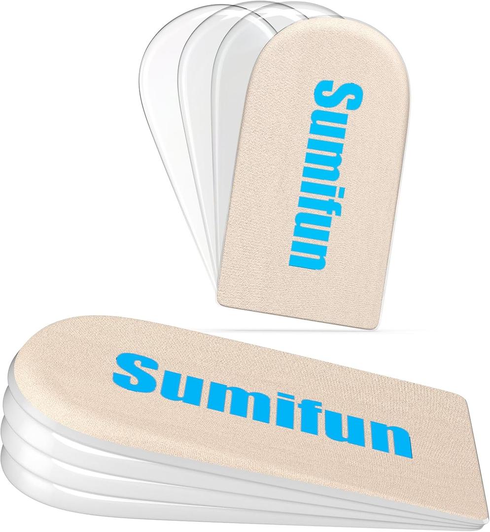 Sumifun Heel Lift, 4-Layer 1 Inch Gel Shoe Lifts for Women Uneven Legs, Adjustable Orthopedic Heel Lifts for Heel Pain and Leg Length Discrepancy, Heel Wedge Inserts 1/4" 1/2" 3/4" (Size S, 1 Pair) (4 Layers: S - Women's 4.5-9.5Men's 6-8.5, Beige)