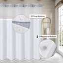 MitoVilla No Hooks Needed Farmhouse Shower Curtain with Snap-in Liner - with Window & Magnets, Boho Cotton Linen Fabric Shower Curtains with Tassels for Rustic Bathroom Decor, Blue, 72 x 74