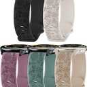 HQzon 5 Pack 22mm Floral Engraved Watch Bands Compatible with Garmin Venu 4 Watch Band 45mm/Venu 3/Venu 2/Vivoactive 4 /Forerunner 265/255/255 Music,Soft Silicone Sport Straps for Women Men