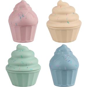 Silicone Bath Toys, Cake Design Baby Bathtub Toys for Toddlers/ Infants 6-12-18 Months+, Bath Squeeze Toys for Tub Beach Pool, 4 Count