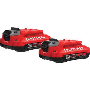 CRAFTSMAN V20 Lithium Ion Battery, 2.0-Amp Hour, 2 Pack (CMCB202-2)