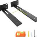 LEOPO Slidable T Shelf Brackets 10 Inch 6 Pack, 1/5" Thick, Matte Black
