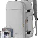 Large Travel Backpack - 40L Waterproof for Women, Men, College, Business, Hiking, Work (Gray)