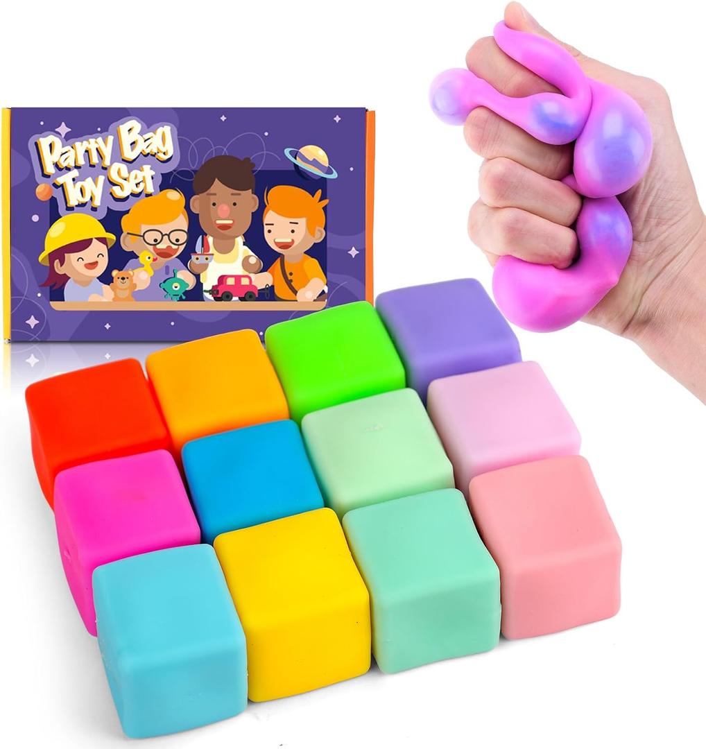 YAKHAN 12PCS Color-Changing Stress Cube - Soft, Squeezeable Stress Relief Balls for Relaxation, Ages, Ideal for Parties, Home, Classroom, and Office Use, Slow-Rebound Design, Portable, Small