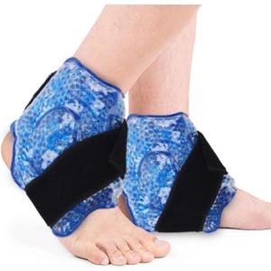 NEWGO Gel Bead Ice Pack for Ankle Pain Relief, 2 Pack Ankle Cold Packs Reusable Cold Therapy Wraps for Sprains, Swelling & Injuries (Blue)