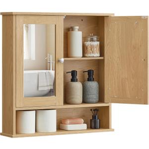 VASAGLE Bathroom Cabinet with Mirror, Wall-Mounted, 2 Mirrored Doors, 5.1"D x 22.2"W x 23"H