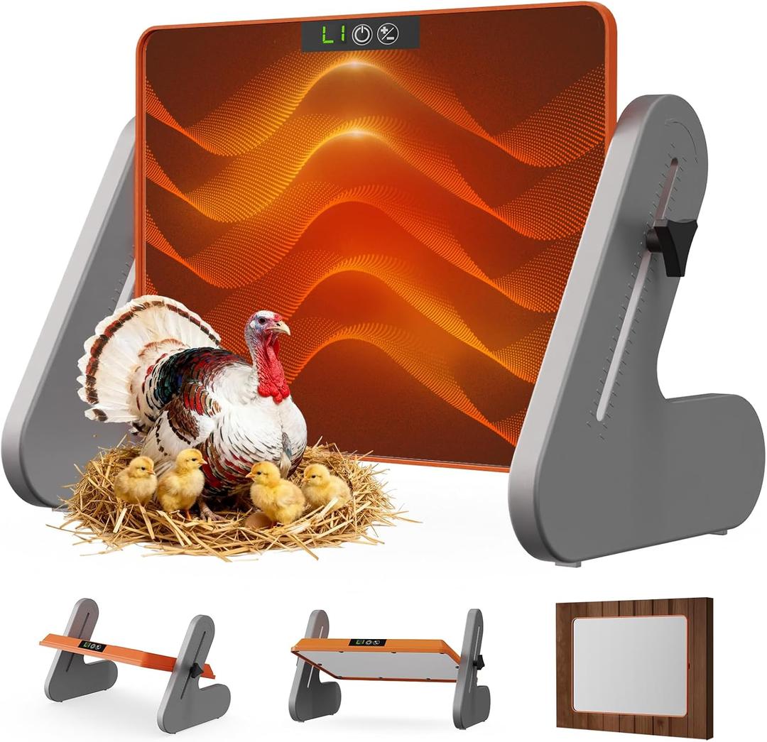 Ficuswin Brooder Heater for 20 Chicks, Chicken Heating Brooder Plate with 3 Adjustable Temp Settings, Safe Coop Heater for Poultry Cage Warmer, 16"x10" Energy Efficient Radiant Heat Pad