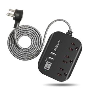 College Dorm Essentials - 15Ft Power Strip with USB Ports, Flat Extension Cord with Multiple Outlets, Desk Accessories USB Charging Station with Non Surge Protector for Cruise Ship, Travel
