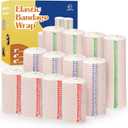 12 Pack Elastic Bandage Wrap (4x3", 4x4", 4x6") | Premium Compression Wrap Bandage for Wounds Medical Bandage Latex Free Stretchy Bandage Wrap for First Aid Sports Protection Injury Recovery