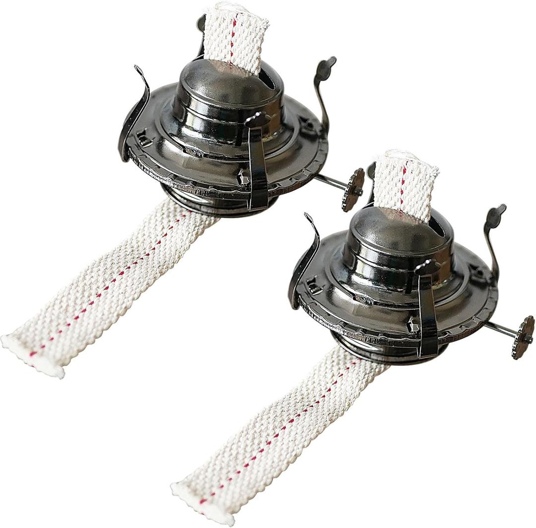 2 Pieces Oil Lamp Burner #2 Size Grayish Black Plated Oil Lamp Replacement Kerosene Lamp Parts Fits Hurricane Antique Vintage Oil Lamps for a 3 Inch Base Chimney