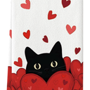 Artoid Mode Black Cats Red Hearts Valentine's Kitchen Towels Dish Towels, 18x26 Inch Wedding Farmhouse Decoration Hand Towels