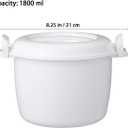 DOITOOL Microwave Rice Cooker 2 Quart, Microwave Steamer for Vegetables, 1.8L Professional Large Micro Cookware for Grains, Pasta & Potatoes - BPA Free, Dishwasher Safe