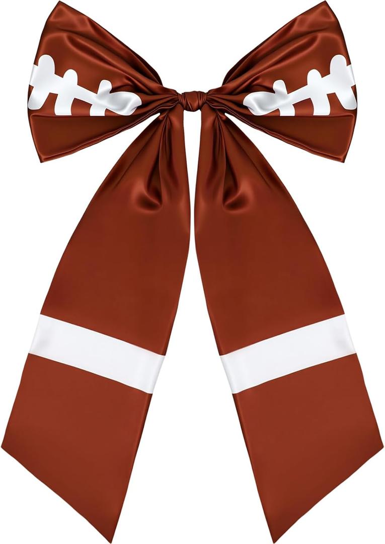Janinka Large Football Bow for Wreath 23 x 33 Inches American Football Bow Tree Topper, Brown Satin Ribbon for Home Front Door Party Decor Supplies Outdoor Indoor Sport Game Decoration