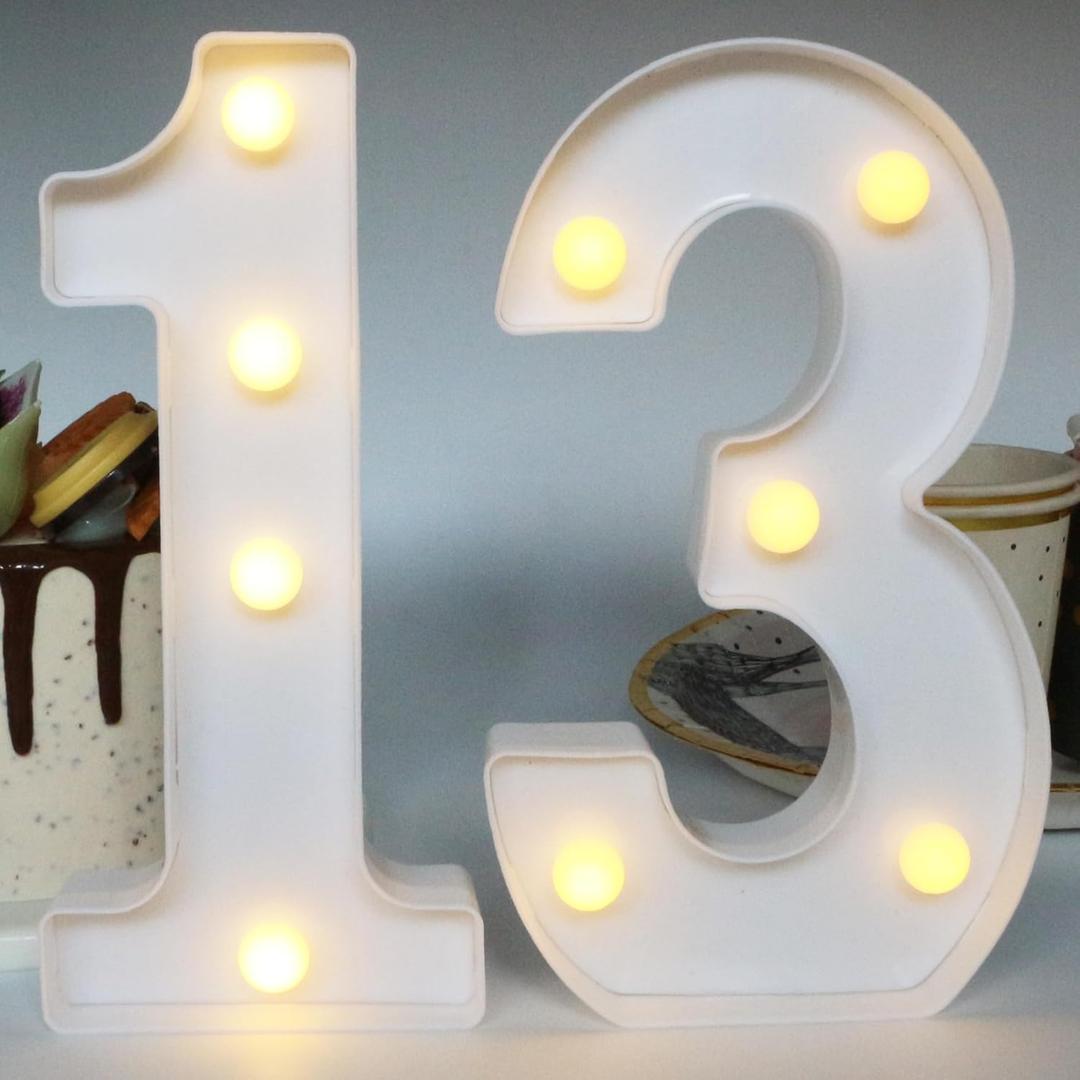 H:7.88 inches Light Up Numbers 13 Sign for Party Decor, 13th Birthday Decorations for Girls, 13th Birthday Centerpieces Table Decorations for Boys