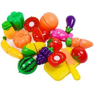 KAREZONINE Cutting Fruits Vegetables Set, 13 Pack Play Kitchen Plastic Cutting Food for Kids Pretend Play Kitchen Toys Educational Food Toys for Children Girls Boys Best for 3, 4, 5 Year Olds
