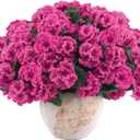 Hananona Artificial Geranium Flowers for Outdoors Geranium Silk Flowers Outdoor UV Resistant Garden Plants Faux Flowers for Home Kitchen Table Centerpieces Decor (12, Rose Red)