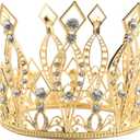 JANOU Crown Tiara Cake Topper Crystal Children Hair Ornaments for Wedding Birthday Baby Shower Party Cake Decoration (Gold)