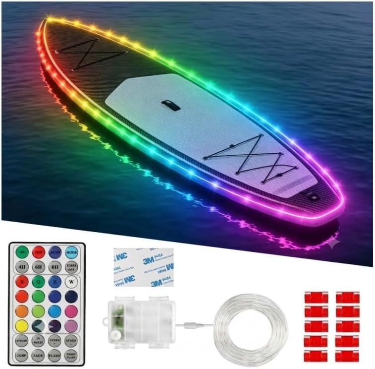 22FT Paddle Board Lights, Battery Operated Dream Color Kayak Lights with Remote Control, 16 Light Colors & 7 Modes IP68 Waterproof Boat Led Light for SUP Boat Pontoon Golf Cart