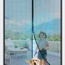 MAGZO Magnetic Screen Door Fit Door Size 40 x 96 Inch, Screen Size 42" x 97" Fiberglass Mesh with Full Frame Hook & Loop Heavy Duty-Black