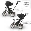 Bentley 6-in-1 Baby Stroller & Toddler Tricycle Officially Licensed Luxury Kids Bike, Convertible Travel Strollers & Kid Trike with Air Wheels, Canopy & Safety Features (6m-5y+ | Onyx Black )