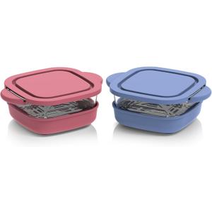 6 Cup 2 Pack Tempered Glass Food Container with Leak-Proof Storage Lid, Ninja Crispi Containers Compatible with Ninja Crispi 4-in-1 Air Fryer, Microwave, Freezer, Dishwasher Safe