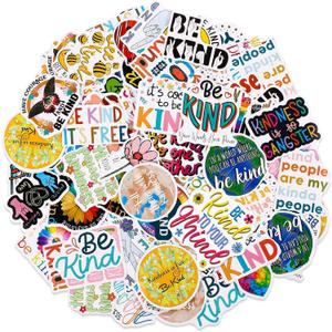 Tenceur 20pcs Be Kind Stickers Kindness Decals Waterproof Motivational Letter Quotes Stickers Inspirational Water Bottle Decals for Scrapbook Teachers Student