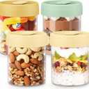 4-Pack Overnight Oats Containers with Lids, 14oz Glass Mason Jars for Overnight Oats Salad Yogurt Sugar Snacks Spices, BPA-Free