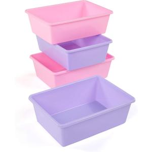 Humble Crew Toy Storage Bins for Kids, Set of 4, Pink/Purple, Large - Sturdy, Colorful Plastic Storage Bins for Classroom, Playroom, Nursery, and More - Premium Toddlers Toy Organizer Bins