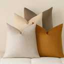 A Moment Waterproof Throw Pillow Covers Set of 4,20x20 Inch Outdoor Stain Resistant Pet Friendly Pillowcases Cushion Covers for Patio Sofa and Living Room,Brown