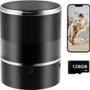 Security Camera with Bluetooth Speaker, 1080P Wireless WiFi Camera for Home/ Office/ Baby/ Pet, Indoor Camera Rotating Lens, with Motion Detection, APP, Local & Cloud Storage (Included 128GB SD Card) (Black)