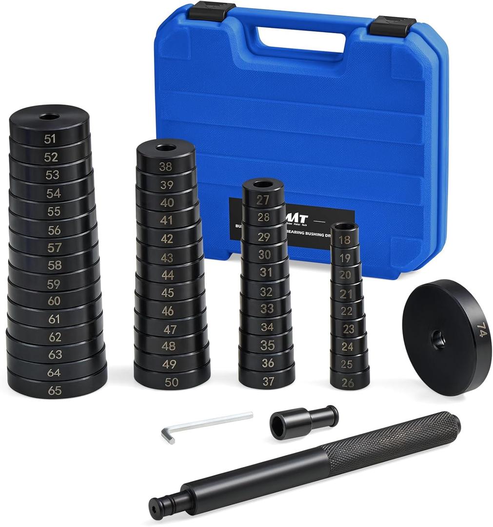 Orion Motor Tech 52-in-1 Custom Bushing Driver Tool Set and Transmission Wheel Axle Bearing Race Seal Installer Remover, Bush Removal Puller Bearing Press Tool Kit (blue)
