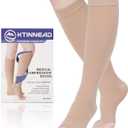 Ktinnead Compression Socks for Women and men 20-30 mmhg, Knee High Graduated Compression Stockings, Opaque, Open Toe, Unisex, Beige, XX-Large