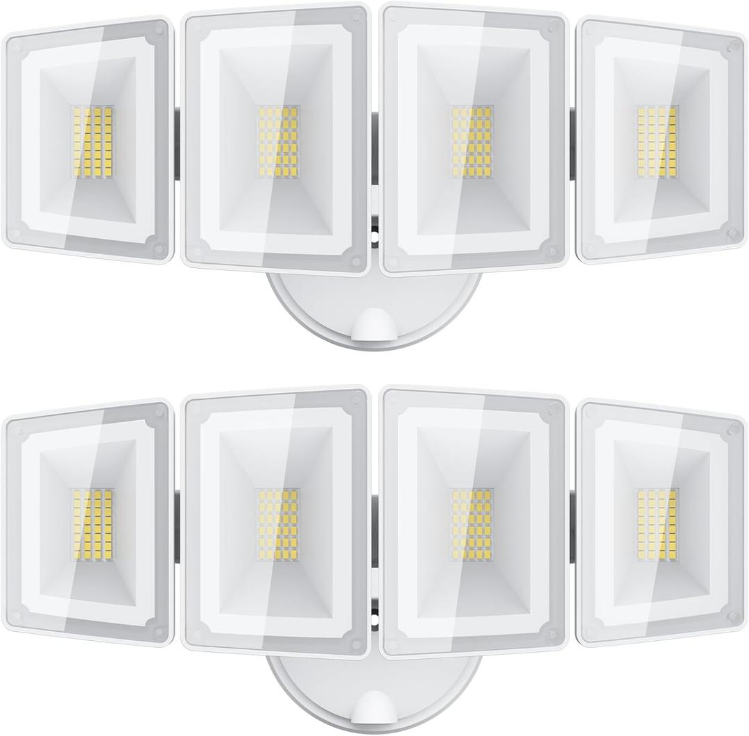 USTELLAR 100W LED Floods Light Outdoor, 10000LM Super Bright Flood Lights Switch Controlled, Security Lights with 4 Adjustable Heads, IP65 Waterproof, 5000K Daylight for Eave, House, Backyard 2 Pack