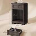 VASAGLE Brown Nightstand with Charging Station, 1 Drawer, Set of 2, 2 PACK-15.7"D x 11.8"W x 23.2"H